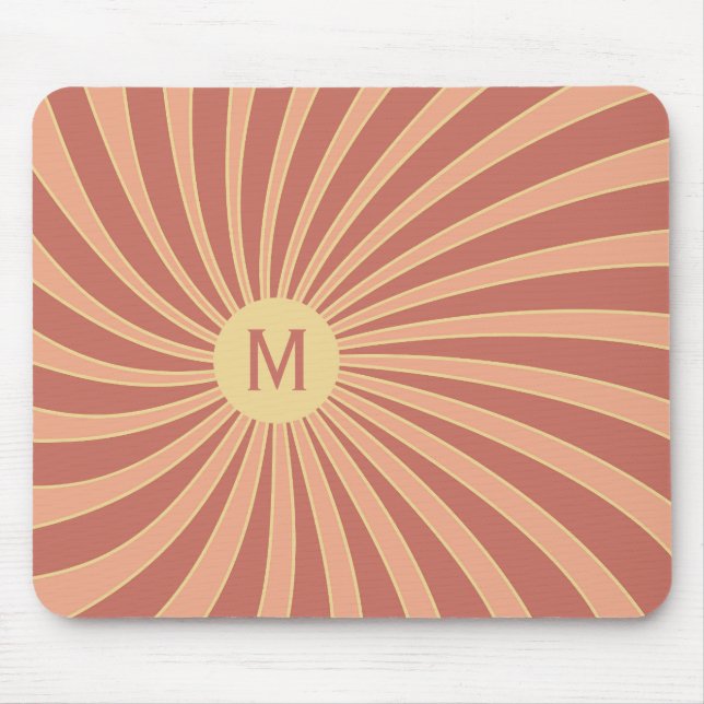 Rosa und orangefarbene Retrodesign Mousepad (Vorne)