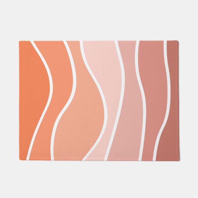 Rosa und orangefarbene Retrowellen Fußmatte (Vorderseite)