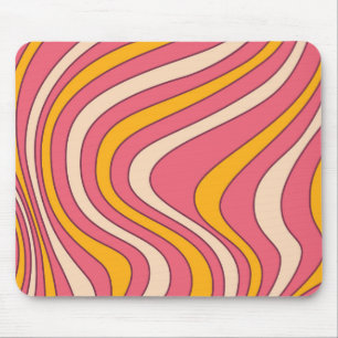 Rosa und orangefarbene Retrowellen Mousepad