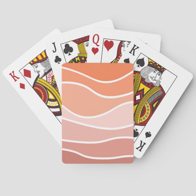 Rosa und orangefarbene Retrowellen Spielkarten (Rückseite)
