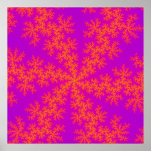 Rosa und orangefarbene Schneeflocke Poster