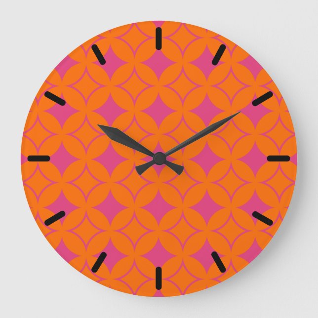Rosa und orangefarbene Shippo Große Wanduhr (Vorderseite)