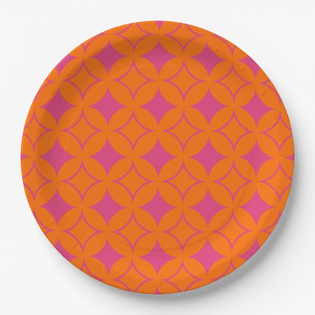 Rosa und orangefarbene Shippo Pappteller (Vorderseite)