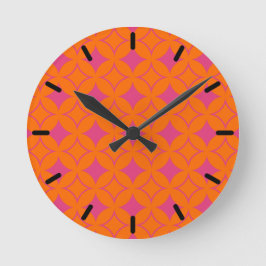 Rosa und orangefarbene Shippo Runde Wanduhr