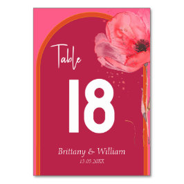 Rosa und orangefarbene Sommerhochzeit Tischnummer