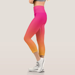 Rosa und orangefarbener Farbverlauf Capri Leggings