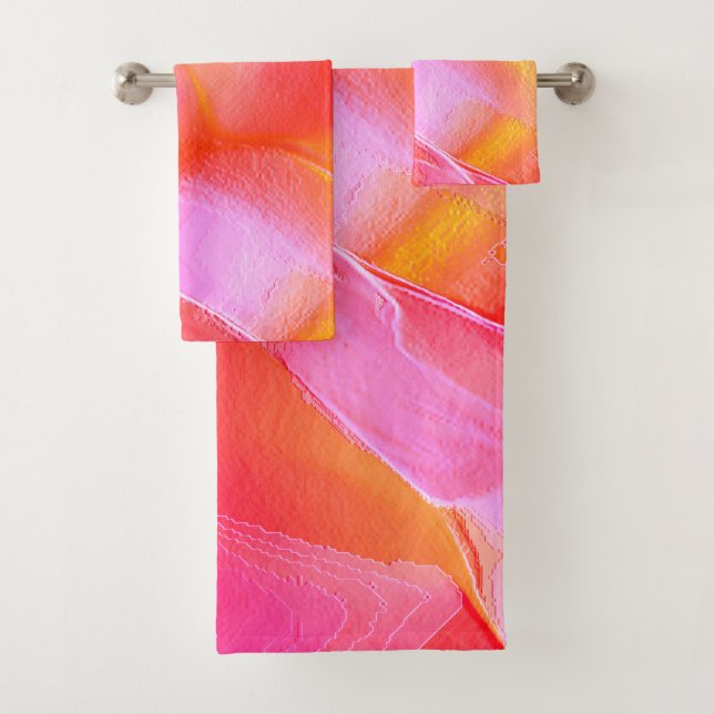 Rosa und orangefarbener Fels Badhandtuch Set (Insitu)