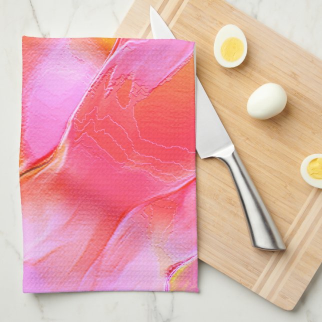 Rosa und orangefarbener Fels Geschirrtuch (Viertel Falte)