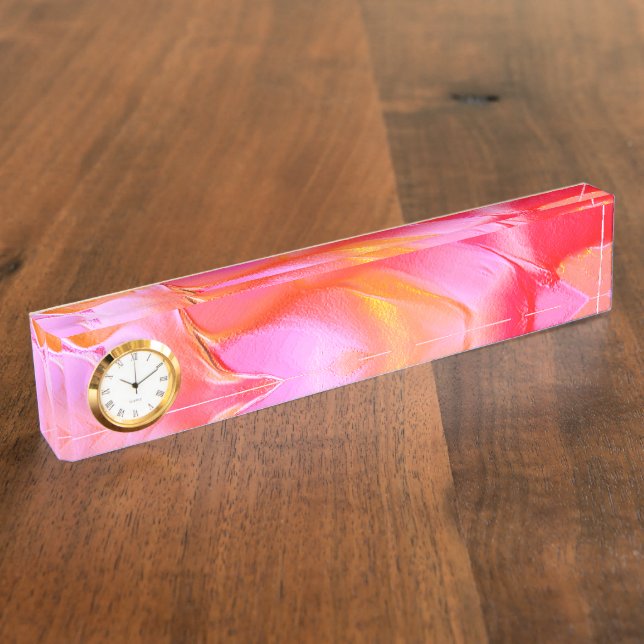 Rosa und orangefarbener Fels Namensplakette (Seite)