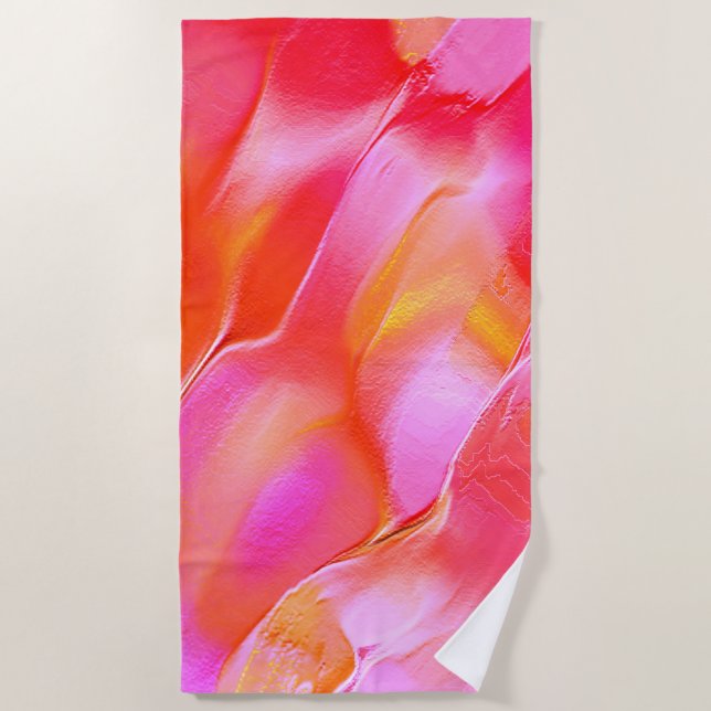 Rosa und orangefarbener Fels Strandtuch (Vorderseite)