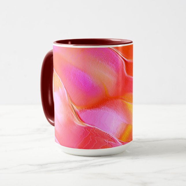Rosa und orangefarbener Fels Tasse (Vorderseite Links)