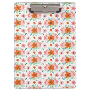 Rosa und orangefarbenes Blumenbouquet-Muster-Clipb Klemmbrett