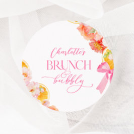 Rosa und orangefarbenes Brautparty Runder Aufkleber