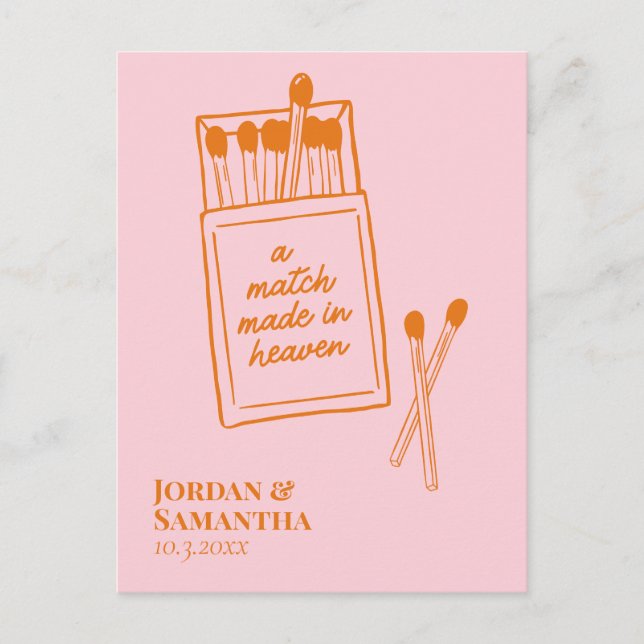 Rosa und Orangenpassage Save the Date im Himmel Postkarte (Vorderseite)