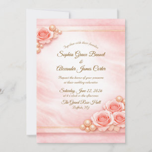 Rosa und Perlen Hochzeitseinladung Einladung
