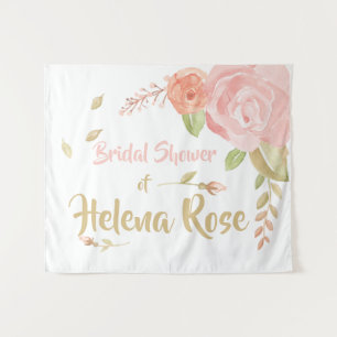 Rosa und Pfirsich Rosen Braut Hochzeitskulisse Wandteppich