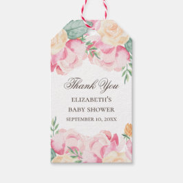 Rosa und pfirsichfarbene Babydusche Danke Geschenkanhänger