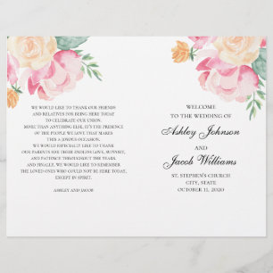 Rosa und pfirsichfarbene Blume gefaltetes Hochzeit