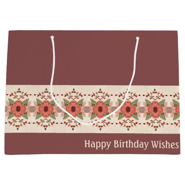 Rosa und pfirsichfarbene Blüten Große Geschenktüte (Vorderseite)