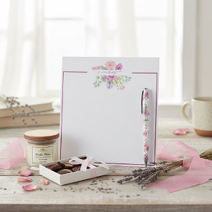 Rosa und pfirsichfarbene floral personalisiert mit notizblock