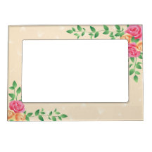 Rosa und pfirsichfarbene Rose Magnetrahmen