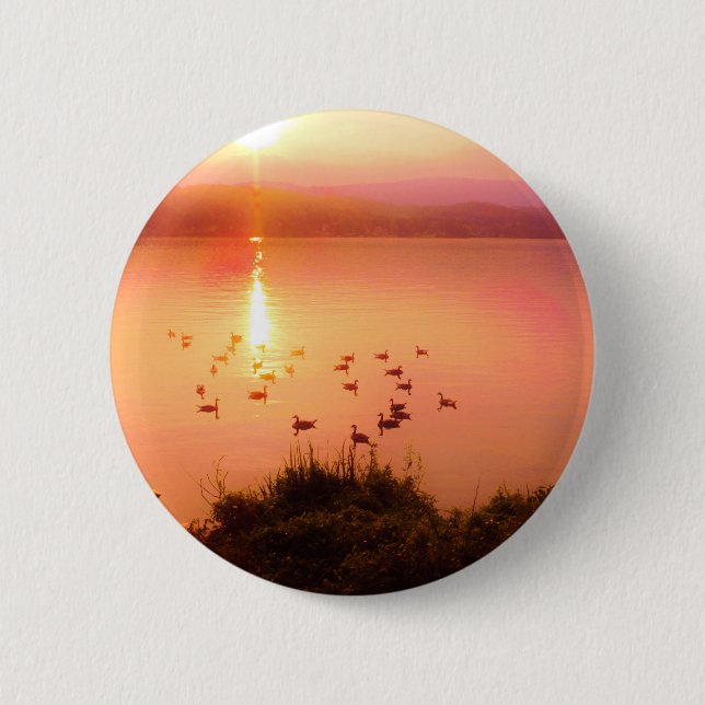 Rosa und pfirsichfarbene Seeufer Button (Vorderseite)
