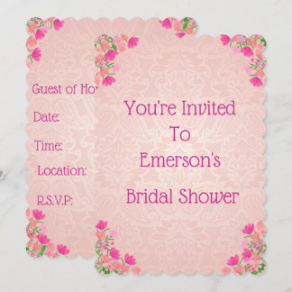 Rosa und pfirsichfarbenes Brautparty Einladung