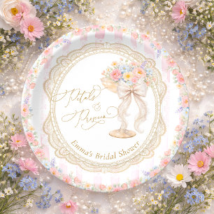 Rosa und Prosecco Rosa und Goldene Hochzeitsdusche Pappteller