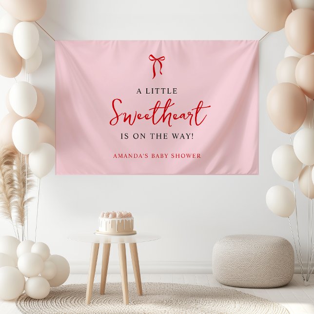 Rosa und Red Bow Valentine's Baby Shower Banner (Von Creator hochgeladen)
