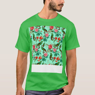 Rosa und Rosa mit Papageienmuster T-Shirt