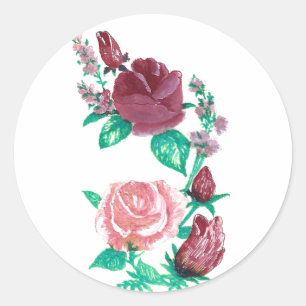Rosa und Rosa Rose Blumendesign runden Runder Aufkleber