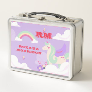 ROSA UND ROSA UND GEFLÜGELTES EINHORN GRÜN METALL BROTDOSE