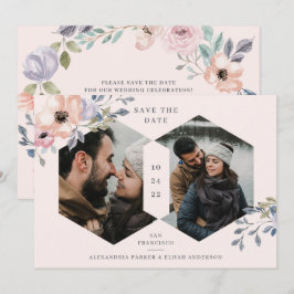 Rosa und Rose Geometrie | Zwei Fotos Save The Date