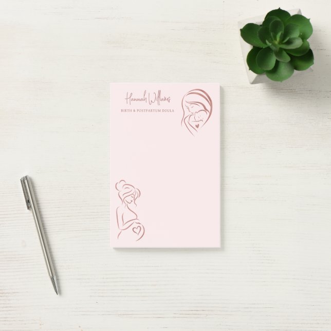 Rosa und Rose Gold Birth & Postpartum Doula Post-it Klebezettel (Büro)