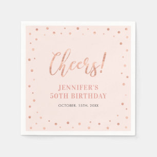 Rosa und Rose Gold   Confetti Adult Birthday Party Serviette