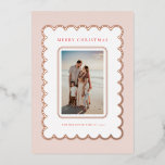 Rosa und Rose Gold Foil Scallop Weihnachtskarte Folien Feiertagskarte<br><div class="desc">Rosa und Rose Gold Foil Scallop Weihnachtskarte</div>