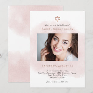Rosa und Rose Gold  Foto Bat Mitzvah Einladung