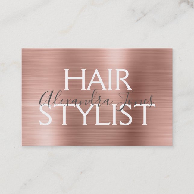 Rosa und Rose Gold gebürstete Stylist Visitenkarte (Vorderseite)