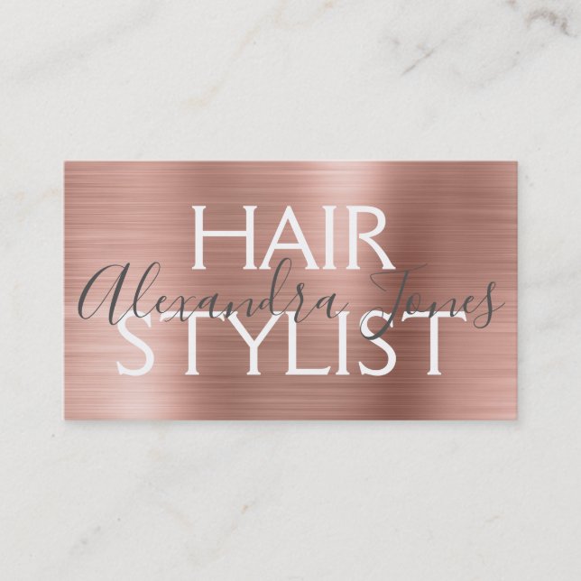 Rosa und Rose Gold gebürstete Stylist Visitenkarte (Vorderseite)
