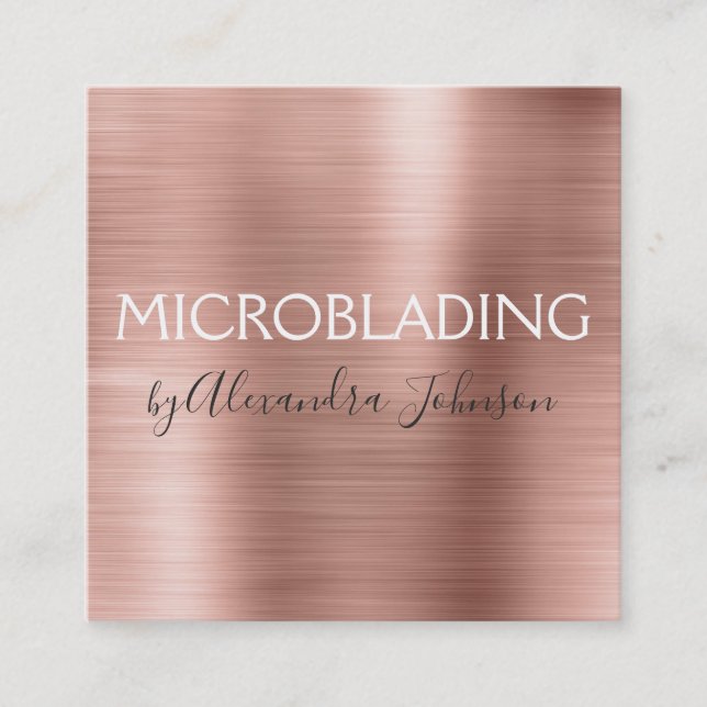 Rosa und Rose Gold gebürstetes Metall Quadratische Visitenkarte (Vorderseite)