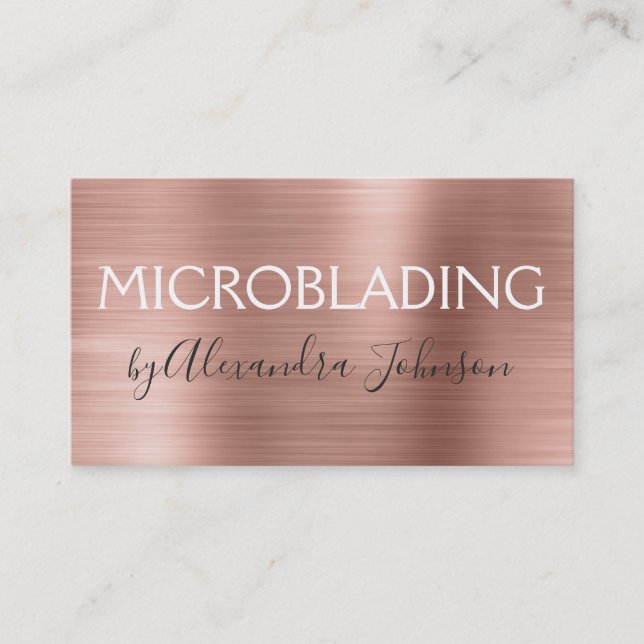 Rosa und Rose Gold gebürstetes Metall Visitenkarte (Vorderseite)