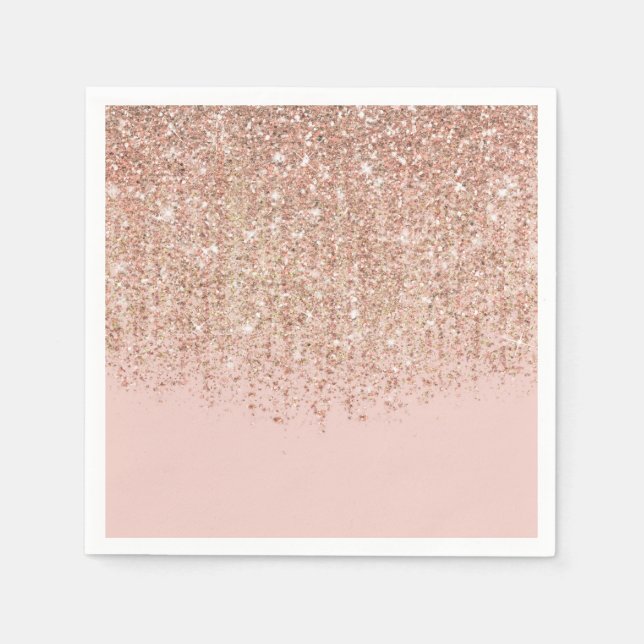 Rosa und Rose Gold Glitzer Glam Party Serviette (Vorderseite)