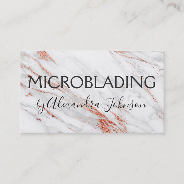Rosa und Rose Gold-Marmor-Mikroblende Visitenkarte (Vorderseite)