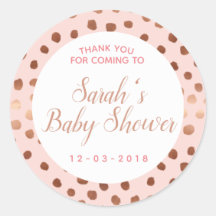 Rosa und Rose Gold Punkt Babyduschaufkleber
