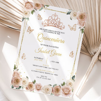 Rosa und Rose Gold Quinceñera Einladung