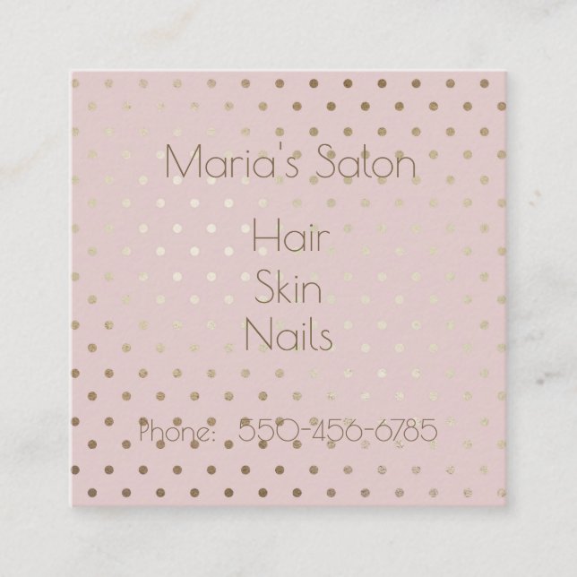 Rosa und Rose Gold Square Business Card Quadratische Visitenkarte (Vorderseite)