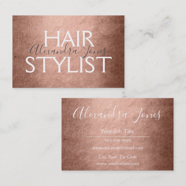 Rosa und Rose Gold Stylist Visitenkarte (Vorne/Hinten)