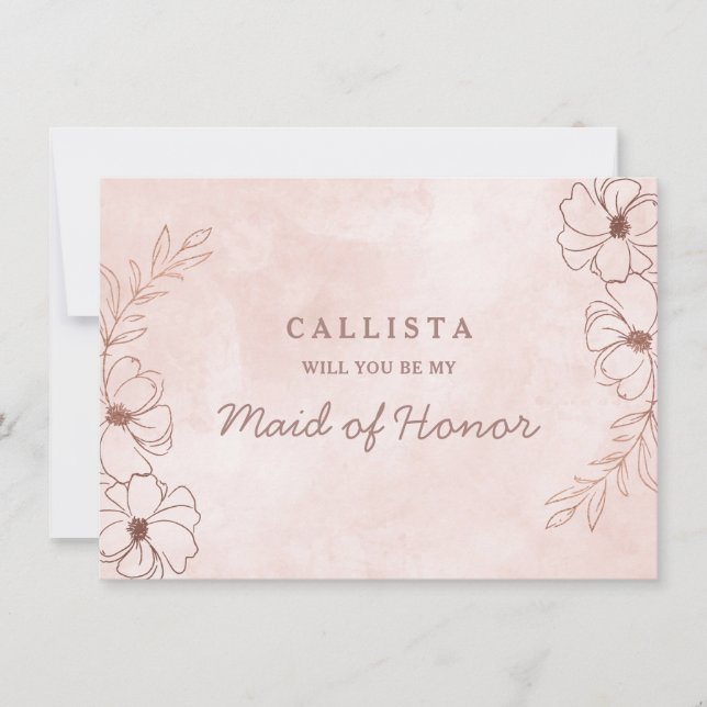 Rosa und Rose Gold Trauzeugin Vorschlag Card (Vorderseite)