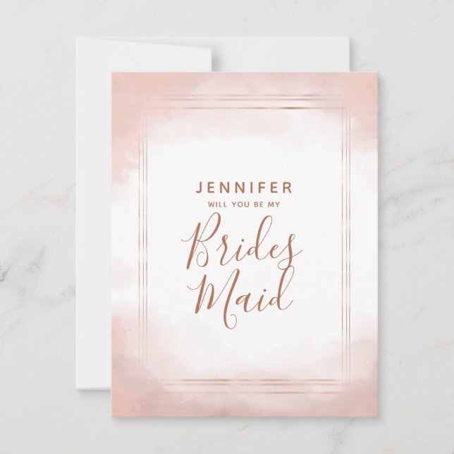 Rosa und Rose Gold werden Sie meine Bridesmaid sei Einladung (Vorderseite)