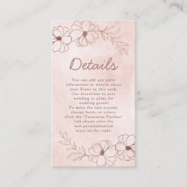 Rosa und Rose Rosa Blütenblatt Hochzeitsdetails Begleitkarte